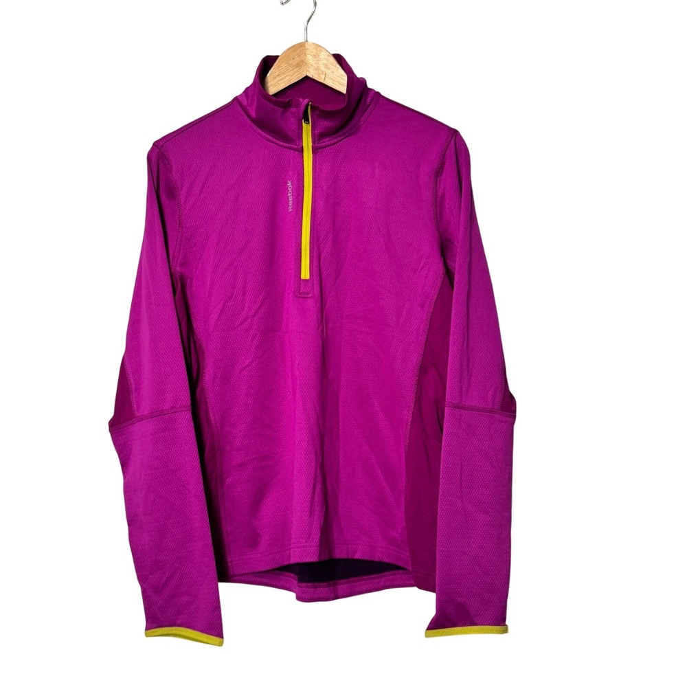 Reebok PlayWarm Womens XL Purple 1/4 Zip‎ Thumb Hole Pullover Activewear Top